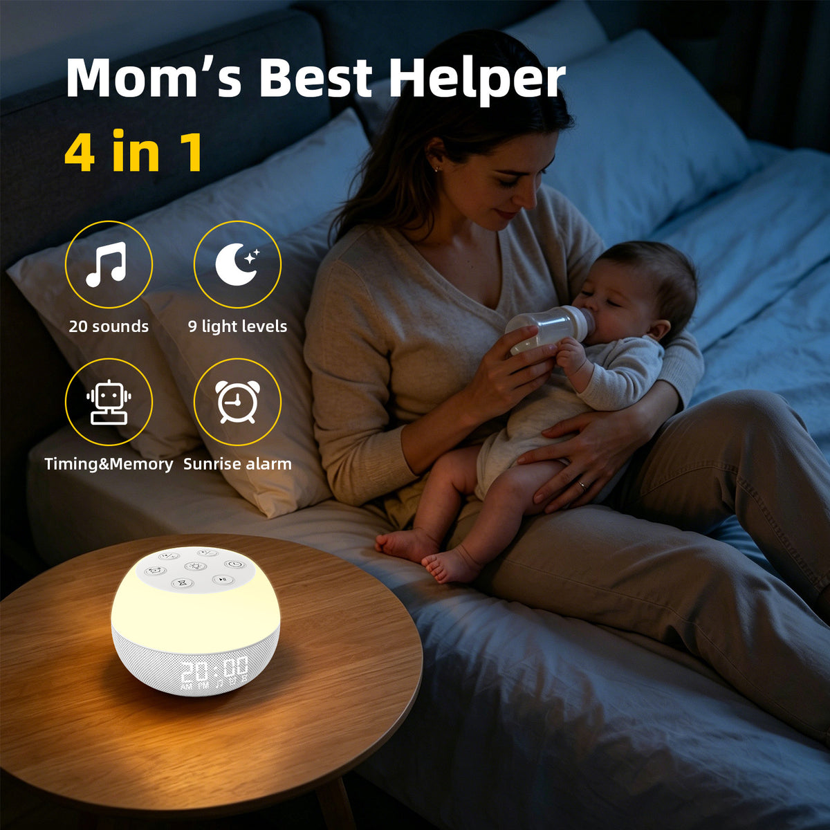 Source Factory sunrise wake-up alarm clock, white noise night light, multifunctional Bluetooth sleep bedside lamp, cross-border exclusive supply